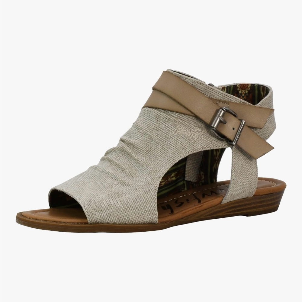 Blowfish Cream and Brown Sandals with Ankle Strap